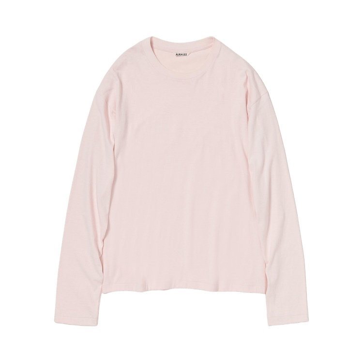 Auralee Brushed Organic Cotton Jersey Long-Sleeve Tee "Pale Pink"