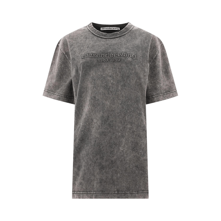 Alexander Wang Short-Sleeve Embossed Logo Tee "Acid Black"