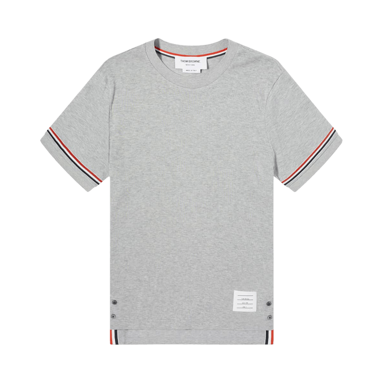 Thom Browne RWB Stripe Rib Cuff Tee "Medium Grey"