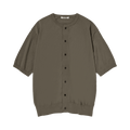Auralee Giza High Gauge Knit Half Sleeve Cardigan "Olive Grey"