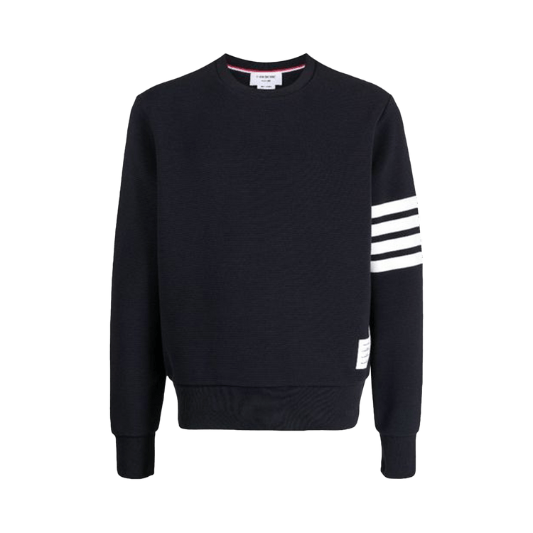 Thom Browne 4 Bar Stripe Crewneck In Ottoman "Stripe Navy"