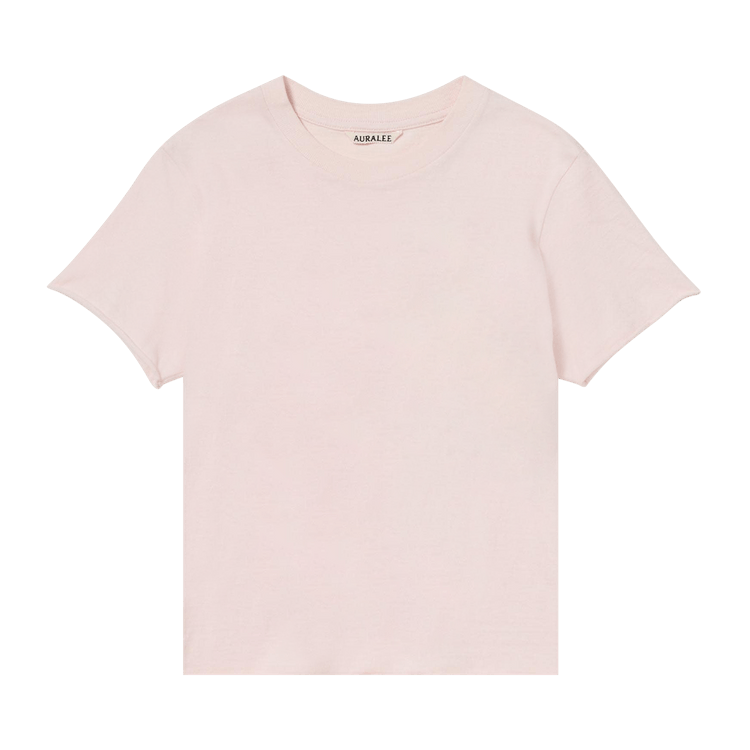 Auralee Brushed Organic Cotton Jersey Tee "Pale Pink"