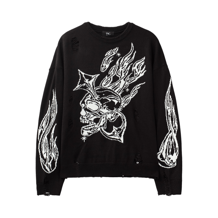 Thug Club Chrome Skull Knit Sweater "Black"