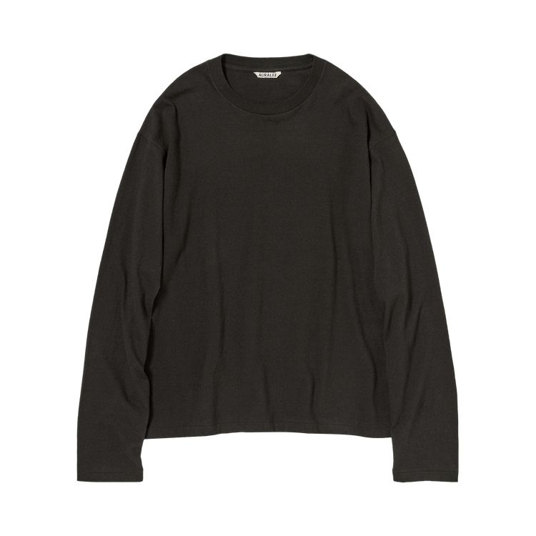 Auralee Brushed Organic Cotton Jersey Long-Sleeve Tee "Ink Black"