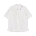 Bottega Veneta Compact Cotton Toile Short-Sleeve Shirt "Chalk"