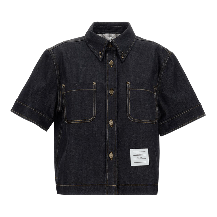 Thom Browne Japanese Selvedge Denim Button Down Shirt "Navy"