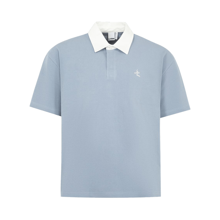 le PÈRE Short-Sleeve Rugby Polo "Blue Grey"