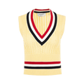 Thom Browne Ladder Cable Shrunken V Neck Pullover Vest "Light Yellow"