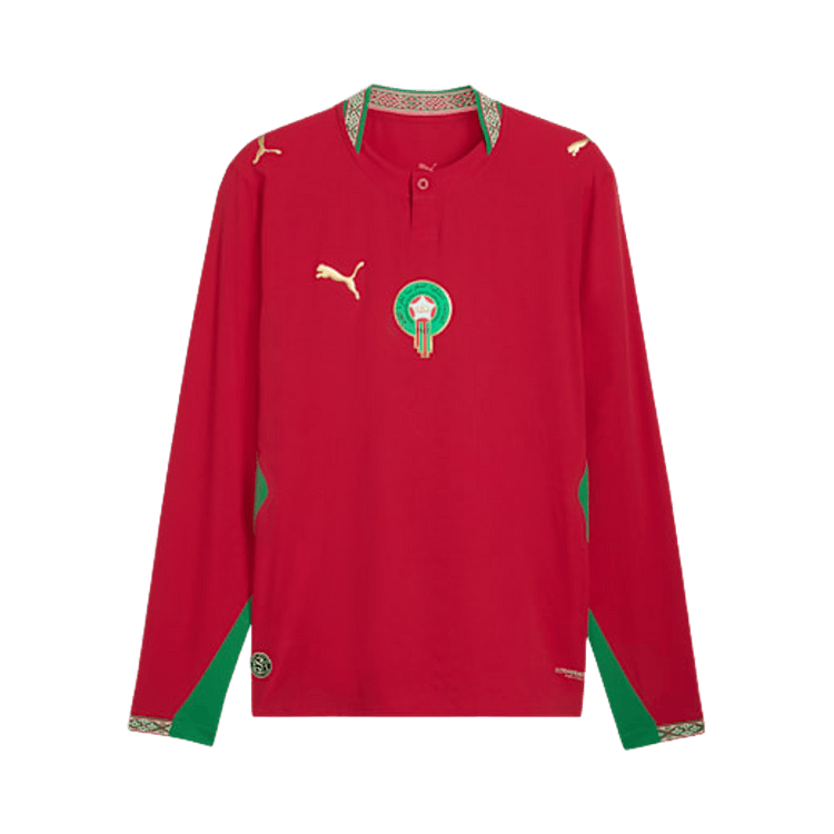 Puma Morocco Authentic Long Sleeve Home Jersey "Fast Red-Victory Gold"