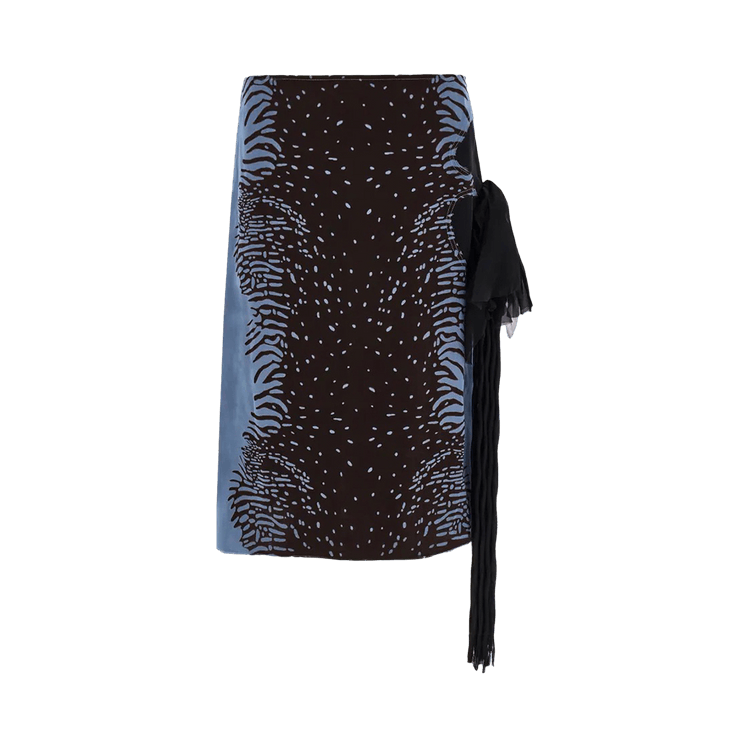 Ferragamo Knee Skirt "Washed Denim/Expresso"