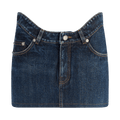 Jean Paul Gaultier Mini Skirt With Curvy Waistband "Indigo"