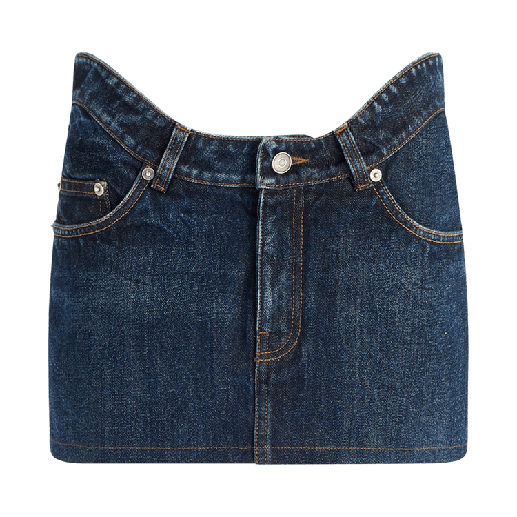 Jean Paul Gaultier Mini Skirt With Curvy Waistband "Indigo"