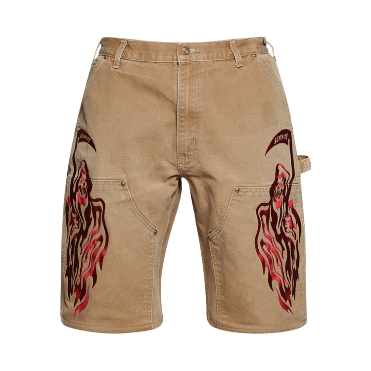 Warren Lotas x Carhartt Serenity Vintage Double Knee Shorts "Tan/Cardinal"