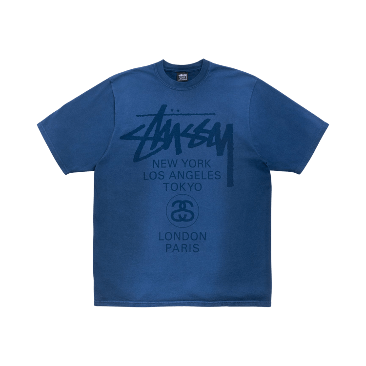 Stussy World Tour Tee "Sun Faded Navy"