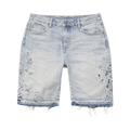 PURPLE BRAND Denim Beaded Splatter Shorts "Light Indigo"