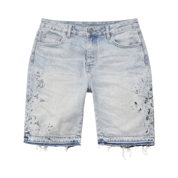 PURPLE BRAND Denim Beaded Splatter Shorts "Light Indigo"