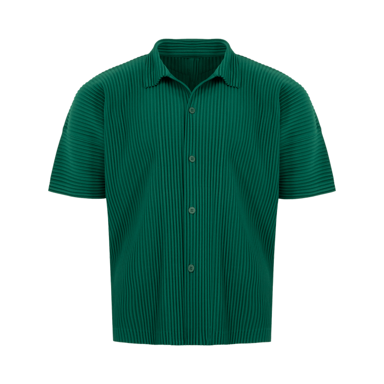 Issey Miyake Short-Sleeve Button Down "Fence Green"