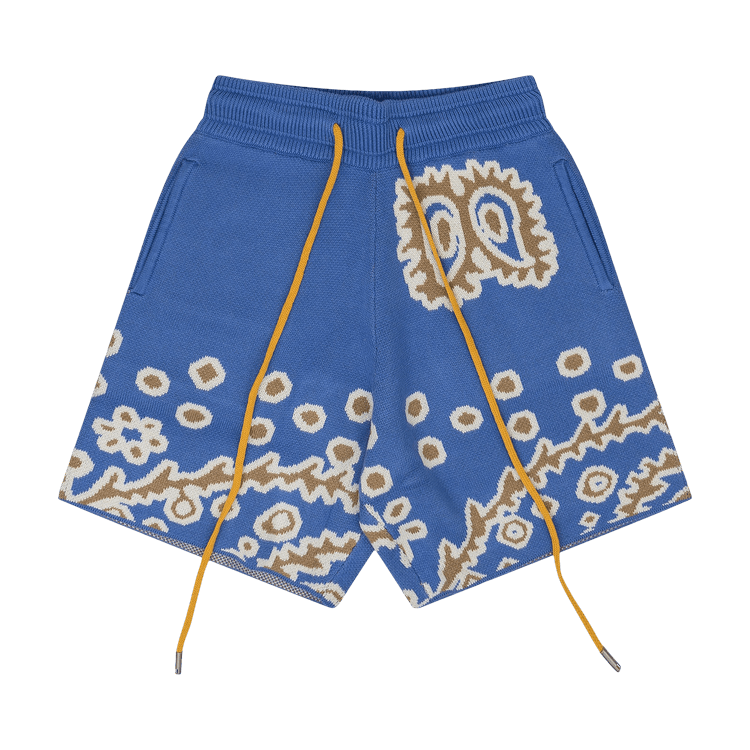 Rhude Knit Bandana Shorts "Blue"