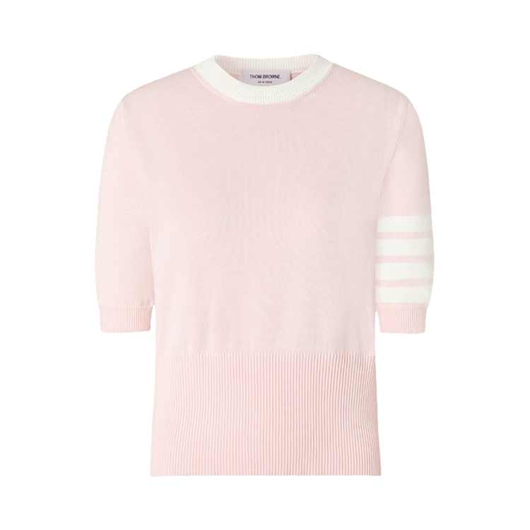 Thom Browne Hector Intarsia Classic Short-Sleeve Tee "Light Pink"