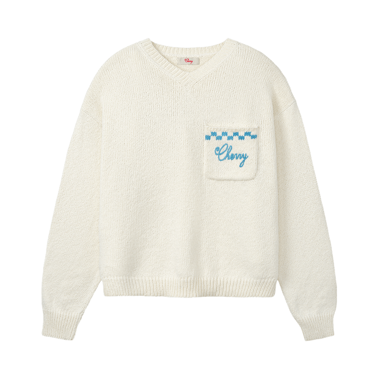 Cherry LA Motors Knit V Neck "Cream"