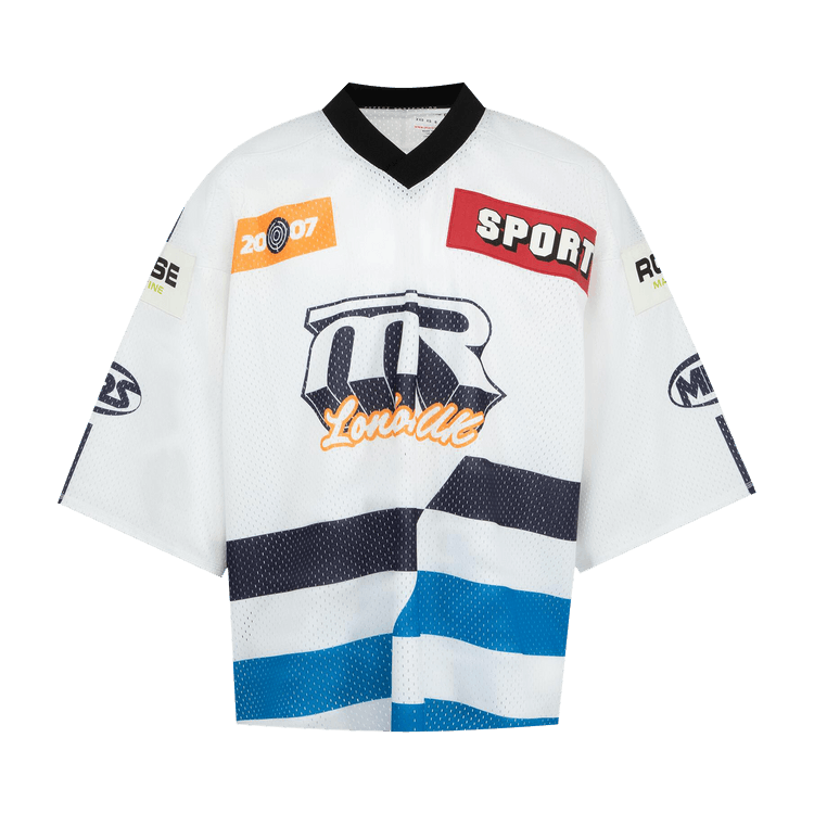 Martine Rose Oversized Hockey Top "White/Blue"