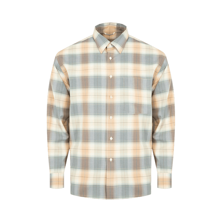 Auralee Super Light Wool Check Shirt "Light Brown Check"