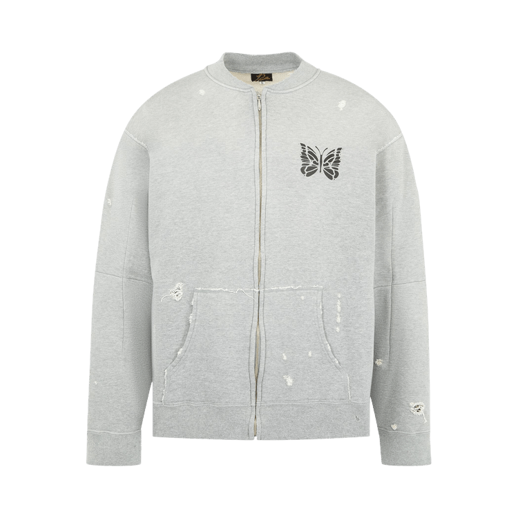 Needles Deconstructed Zipped Sweat "Heather Grey"