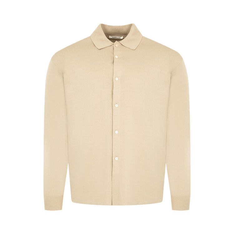 Auralee High Gauge Tussah Silk Knit Cardigan "Khaki Beige"
