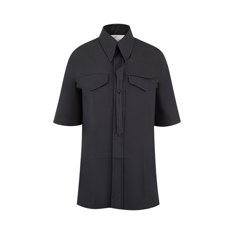 Bottega Veneta Wool Silk Toile Shirt "Midnight Blue"