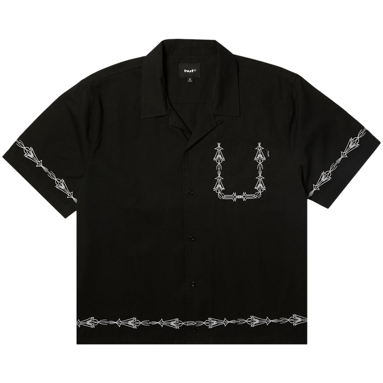 HUF Pinstripe Emb Short-Sleeve Resort Shirt "Black"
