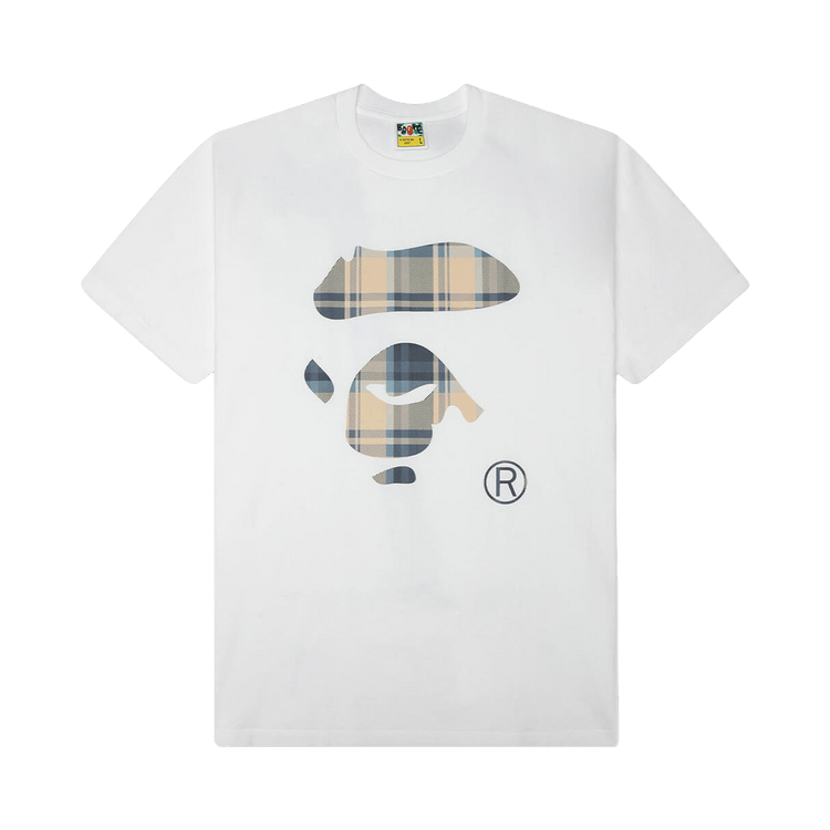 BAPE Check Ape Face Tee "White/Blue"