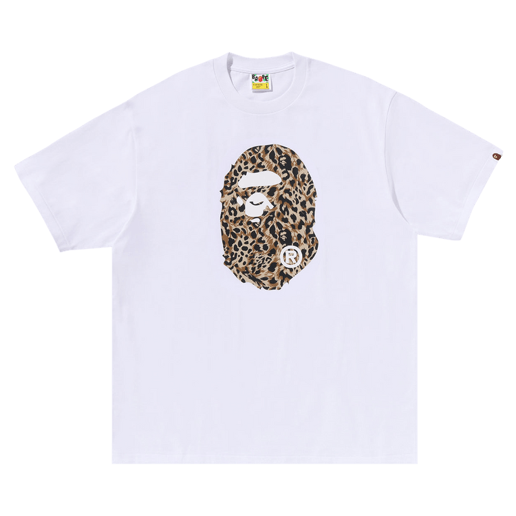 BAPE Wild Leopard Pattern Ape Head Relaxed Fit Tee "White"