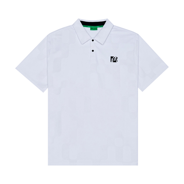 Malbon Performance Mesh Paneled Polo Shirt "White"