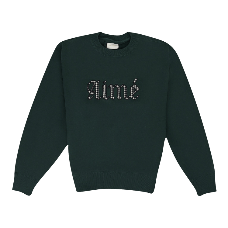 Aimé Leon Dore Houndstooth Applique Crewneck Sweatshirt "Green"