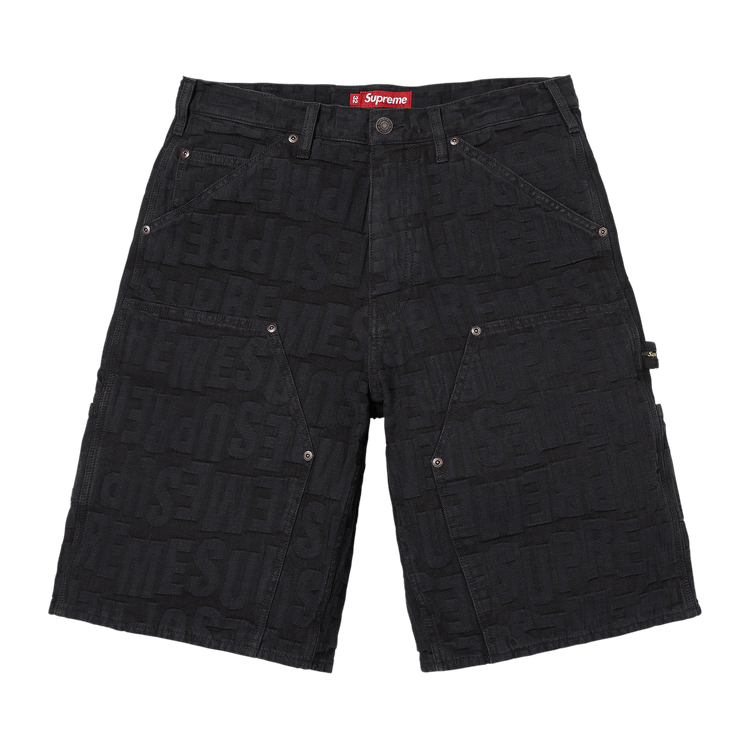Supreme Repeat Jacquard Double Knee Denim Short "Black"