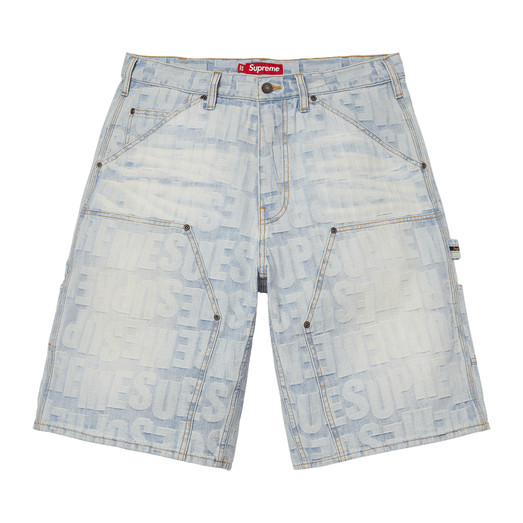 Supreme Repeat Jacquard Double Knee Denim Short "Light Washed Indigo"