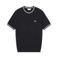 Lacoste Cotton Crepe Moss Stitch Knit Sweater "Blackbird/Flour"
