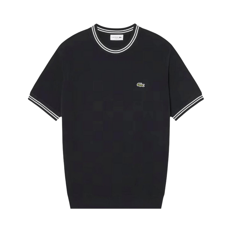 Lacoste Cotton Crepe Moss Stitch Knit Sweater "Blackbird/Flour"