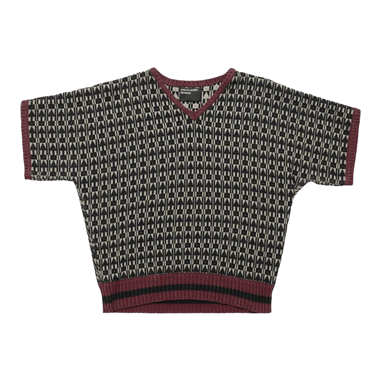 Enfants Riches Déprimés V-Neck Short-Sleeve Vienna Sweater "Black/Ivory/Burgundy"