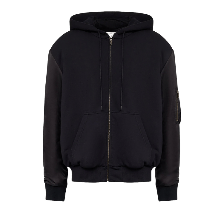MM6 Maison Margiela Zip Hoodie With Nylon Sleeves "Black"