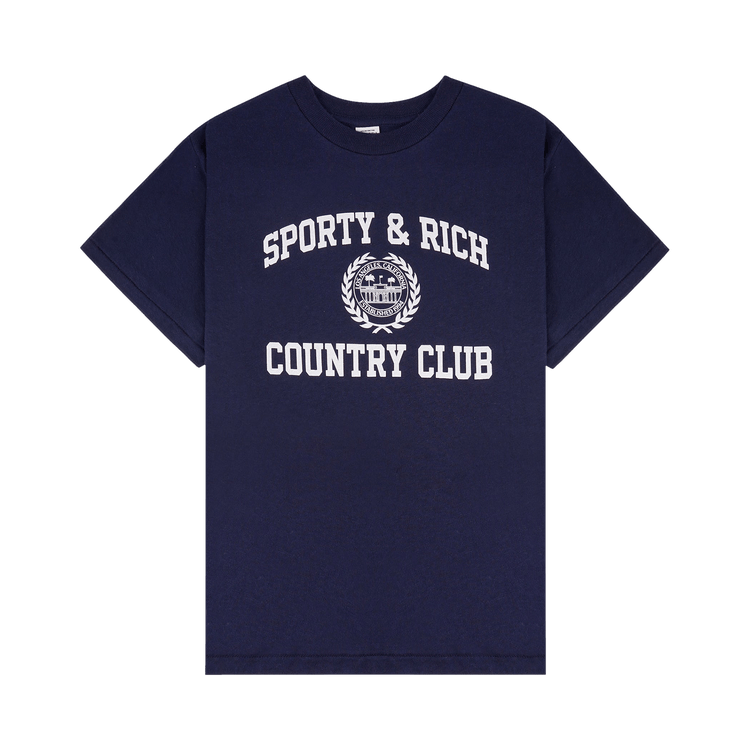 Sporty & Rich Varsity Crest Essential Tee "Dark Navy"