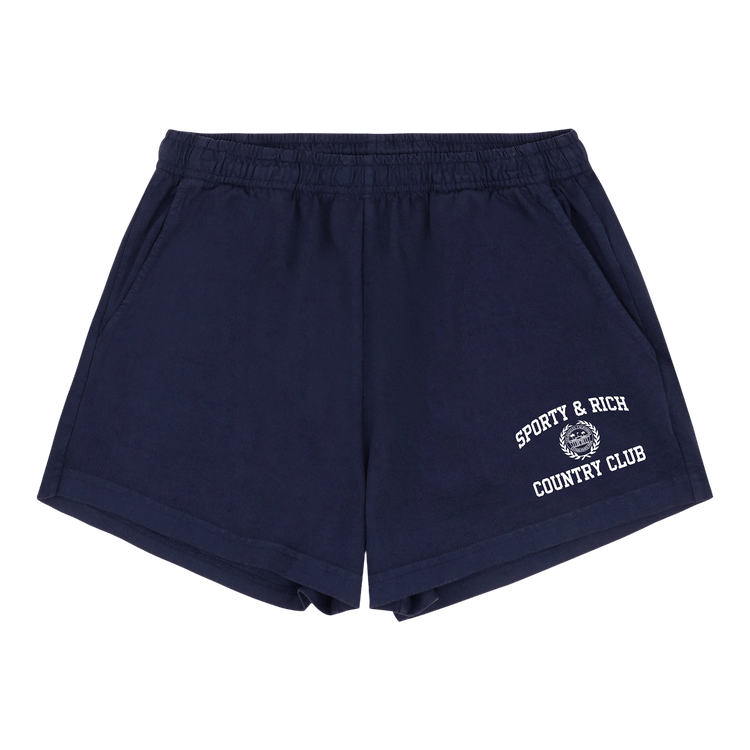 Sporty & Rich Varsity Crest Disco Short "Dark Navy"