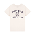 Sporty & Rich Varsity Crest Essential Tee "Ecru/Navy"