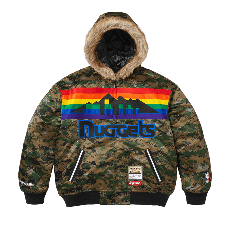 Supreme x Mitchell & Ness Teams Hooded Satin Varsity Jacket "Digi Camo"