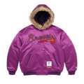 Supreme x Mitchell & Ness Teams Hooded Satin Varsity Jacket "Purple"