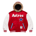 Supreme x Mitchell & Ness Teams Hooded Satin Varsity Jacket "Red"