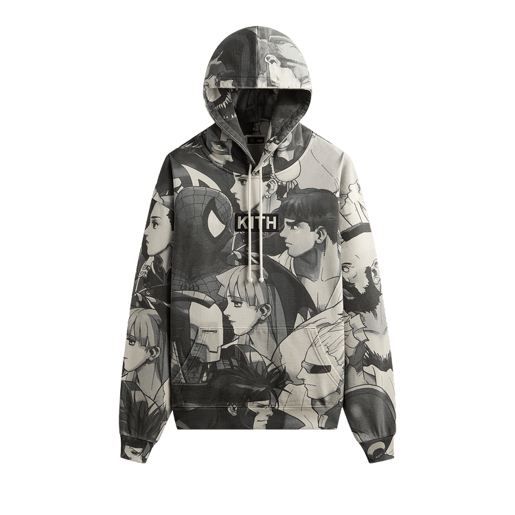 Kith x Marvel vs. Capcom Fighter All-Over Printed Vintage Nelson Hoodie "Sandrift"