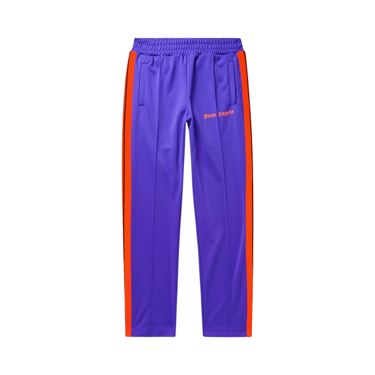 Palm Angels Logo Print Striped Tech Jersey Sweatpants "Purple"