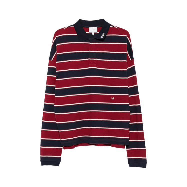 Rhude Fontaine Striped Long-Sleeve Polo Shirt "Bordeaux/Blue/White"