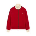 Ami Quota Bicolor Zipped Sweatshirt With Off White De Coeur Embroidery "Vert Bouteille/ Ivoire"